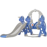 Froadp - 4 en 1 Enfants Toboggan Autoportant, Toboggan Jouet avec Panier de Basket et Balançoire (175x40x105cm)