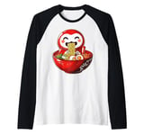 Daruma Doll Japan Ramen Japanese Noodles Cute Kawaii Raglan Baseball Tee