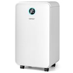 COSTWAY 12L/Day Dehumidifier with Digital Control Panel, Continuous Drainage, Laundry Drying, 3 Modes, Timer & Child Lock, Portable Dehumidifiers for Home Damp (24H Timer, 28x20x50cm)