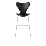 Fritz Hansen - 3197 Sjuan - Helklädd, Läder, Essential Black - Barstolar - Arne Jacobsen - Svart - Läder/Metall/Trä