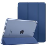 MoKo Étui Compatible avec iPad 9e Génération 2021/iPad 8ème Génération 2020/iPad 7ème Génération 2019, Etui à Rabat avec Support Léger et Semi-Transparent Protecteur pour iPad 10.2 2021 - Bleu Marine