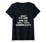 Womens Sweet Old Lady Warrior Queen Funny Present for Woman V-Neck T-Shirt