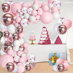 Kit Arche Ballon Rose Blanc, 114Pcs Guirlande Ballon Rose et Blanc avec Rosegold Confettis Ballon pour Mariage Baby Shower Anniversaire Fille Décoration