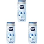 NIVEA MEN Gel Douche Ultra Fresh 3-en-1 (1 x 250 ml), gel douche homme édition spéciale football, gel douche cheveux, corps et visage, gel lavant corps pour homme au parfum d'agrumes vivifiant