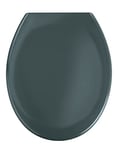 WENKO Abattant WC avec frein de chute Premium Ottana Gris Foncé, abattant WC clipsable avec fixation en acier inox, Fix-Clip, Duroplast, 37.5 x 44.5 cm, Gris Foncé
