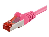 goobay - Nätverkskabel - RJ-45 (hane) till RJ-45 (hane) - 1 m - par i metallfolie (PiMF) - CAT 6 - halogenfri, formpressad, hakfri - magenta