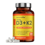 Vitamin D3 & K2 | NaturesVits | 120 Capsules  - Made in The UK