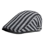 HRS Red Black Striped Mens Berets Cotton British Style Vintage Flat Caps For Men Spring Summer Artist Hat-Gray,One Size