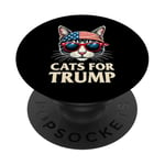 Drapeau américain « Cats for Trump » PopSockets PopGrip Adhésif