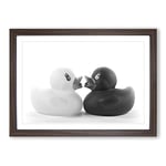 Big Box Art Rubber Ducks Opposites Attract Framed Wall Art Picture Print Ready to Hang, Walnut A2 (62 x 45 cm)