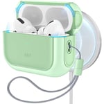 ESR for AirPods Pro 2nd Generation Case (HaloLock), Compatible with Airpods Pro Case 2nd/1st Gen (2023/2022/2019), Compatible with MagSafe, Full Drop Protection Cover with Lanyard, Light Green