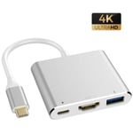 Usb-c Multiport Adapter Till Usb (pd) Hdmi 4k Och Silver