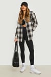 Womens Oversized Checked Shirt - Black - 12, Black