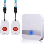 Wireless Emergency Call Button Alarm System for Elderly Care - 2-Pack White