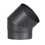 FIREFIX Senotherm R200/B4O Tuyau de poêle coudé en acier de 2 mm de diamètre 200 mm pour poêles et foyers Noir 45 degrés Sans porte de nettoyage