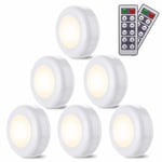 6-pack LED-lampor Sladdlös Varmvit 4000k Dimbar LED Nattlampa Batteridriven och Fjärrkontroll LED Spotlight Belysning-WELLNGS