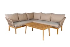 Venture Design Chania sofagruppe Natur med brun hynde 2st 3-personers ende & bord 110x60 cm