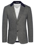 Blazer Homme Veste de Costume en Laine mélangée Blazers à 2 Boutons Bleu foncé XXL