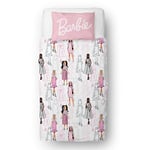 Character World Barbie Official Single Childs Duvet Cover Set | Figures Design Reversible 2 Sided Bedding Including Matching Pillow Case Brands Polyester Single Quilt Cover, Pink