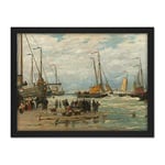 Artery8 Mesdag Fishing Pinks In Breaking Waves Painting Artwork Framed Wall Art Print 18X24 Inch