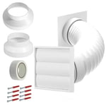 Air Conditioner External Vent Kit for ELECTRIQ 4" 5" 6" White Exterior Wall Duct