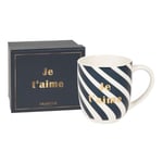 DRAEGER PARIS | Mug bleu en céramique "Je t'aime" | Idée Cadeau Amoureux, Couple, Mari, Femme Tendresse, Amitié, Famille, Anniversaire | Coffret Cadeau