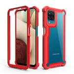 Asuwish Phone Case for Samsung Galaxy A12/M12 Cover Rugged Shockproof Hard Drop Proof Full Body Protective Heavy Duty Hybrid Mobile Dual Layer Cell Accessories A 12 5G A-12 S12 12A 4G Women Men Red