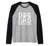 Distressed Dog Dad Paw Print and Stars Graphic Raglan Baseball Tee