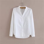 Women'S Shirt Shirt White Blouse Autumn Blouses Shirts Women Long Sleeve Casual Tops Solid Pocket Blusas-6819_S