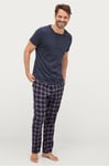 Ellos Collection - Pyjamasbyxor Carter Flanell - Blå