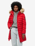 Superdry Fuji Faux Fur Hooded Coat - Red, Red, Size 10, Women