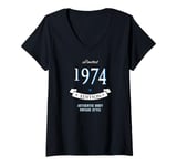 Womens 1974 Anniversary 50th Birthday Year Humour Gift V-Neck T-Shirt