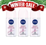 Nivea Pearl Beauty Roll-On Deodorant Whitening Pearl 50ml 3-Pack