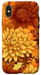 Coque pour iPhone X/XS Chrysanthème orange et bourgogne Fleurs florales d'automne