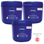 3x Nivea Body Cream RICH NOURISHING Deep Moisture Serum Normal To Dry Skin 400ml