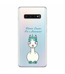 Coque Galaxy S10e lama corn fleur bleu transparente