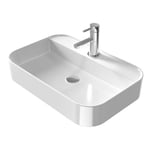 EMKE Lavabo à Poser Rectangulaire – Lavabo pour Salle de Bain et WC Invités – 60 × 40 × 11 cm, Lavabo en Céramique, Blanc