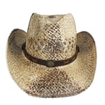 Western Cowboy Hattu Naisille Miehille Käsintehty Straw Bohemia Sombrero Hombre Straw Cowgirl Jazz Aurinkolakit Koko 56 58cm