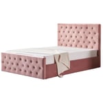 Lit coffre 2 places 140x190 cm victoria Velours rose