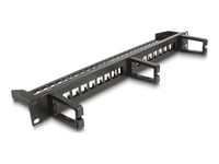 Delock - Patch-Panel - With 3 Hooks, Strain Relief - Kan Monteras I Skåp - Svart - 1U - 19" - 16 Portar