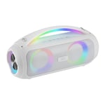 MARSGAMING MS-Pulse, Enceinte Bluetooth Portable 50W RMS, Éclairage RGB, 2 Haut-Parleurs Actifs 93mm + 2 Radiateurs Passifs Ultra-Bass, Mains Libres, USB/MicroSD/AUX/FM, Poignée + Sangle, Blanc