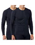 LAPASA Lot de 1 ou 2 Maillot de Corps Haut Thermique Homme Doublure Polaire Haut sous-Vêtement à Manches Longues - LÉGER ET Chaud ,M09: Lot de 2 Bleu Marine (Léger),XXL