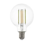 Eglo connect.z Ampoule LED E27 connectée, G80, ZigBee, contrôlable par appli et commande vocale, dimmable, blanc chaud – froid, 700 lumens, 6 watts, transparent, design vintage