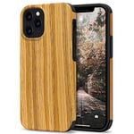 Tasikar Coque iPhone 12 Pro Max Étui Bois et Souple TPU Silicone Compatible avec iPhone 12 Pro Max (Teak)