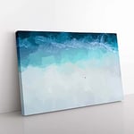 Big Box Art Beach in The Maldives in Abstract Canvas Wall Art Print Ready to Hang Picture, 76 x 50 cm (30 x 20 Inch), White, Turquoise, Blue, Teal