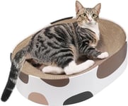 ComSaf Cat Scratcher, 2 In 1 Oval Corrugated Cat Scratching Board, Round Cat Scratching Lounge Bed, Durable Recycle Cardboard Scratchers for Indoor Cats, Cat Scratching Pad for Furniture Protection