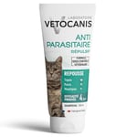 Vetocanis | Shampoing pour Chat | Shampoing Anti-puces et Anti-tiques Répulsif | Formulé sous Contrôle Vétérinaire | sans Parabène ni Silicone | Extrait de Plantes | Pour tous Types de Poils | 300 ml