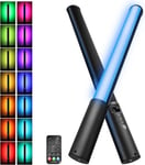 Baguette Lumineuse vidéo LED P400 RVB à 360 °, 2500mAh Batterie intégrée et télécommande, 2500K-6500K réglable, pour Photographie TikTok Youtube