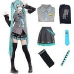 6 st/set Hatsune Miku Cosplay Kostym Kvinnor Performance Show Fancy Dress Comic Kostymer Uniform Halloween Fest S