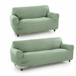 Sofakover® Lot de 2 Housses de canapé Super élastiques pour canapé 3 et 2 Places, au Design Exclusif, Respirantes, Confortables et durables, faciles à Installer, Turquoise